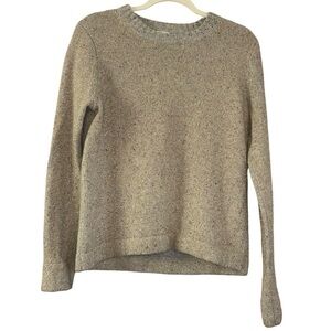 J. Crew Lamb Wool Gold Shimmer Gray Winter Sweater Women’s M Christmas Holiday